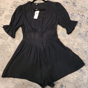 NWT Urban Outfitters Black Lace Romper Viscose Size Medium.
